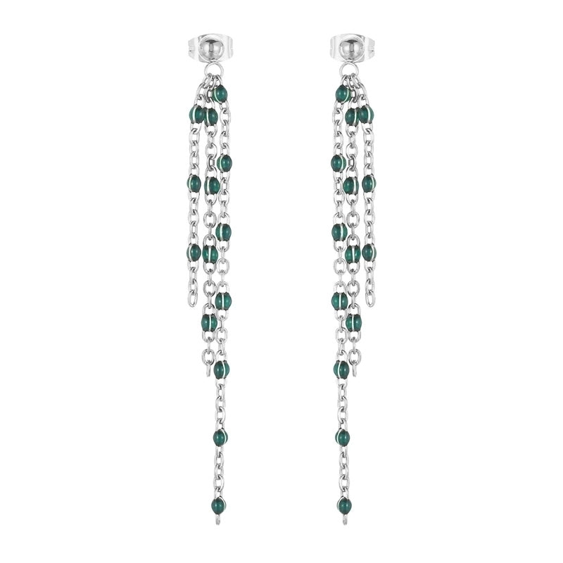 1 Pair Modern Style Tassel Plating Chain Stainless Steel 18K Gold Plated Drop Earrings