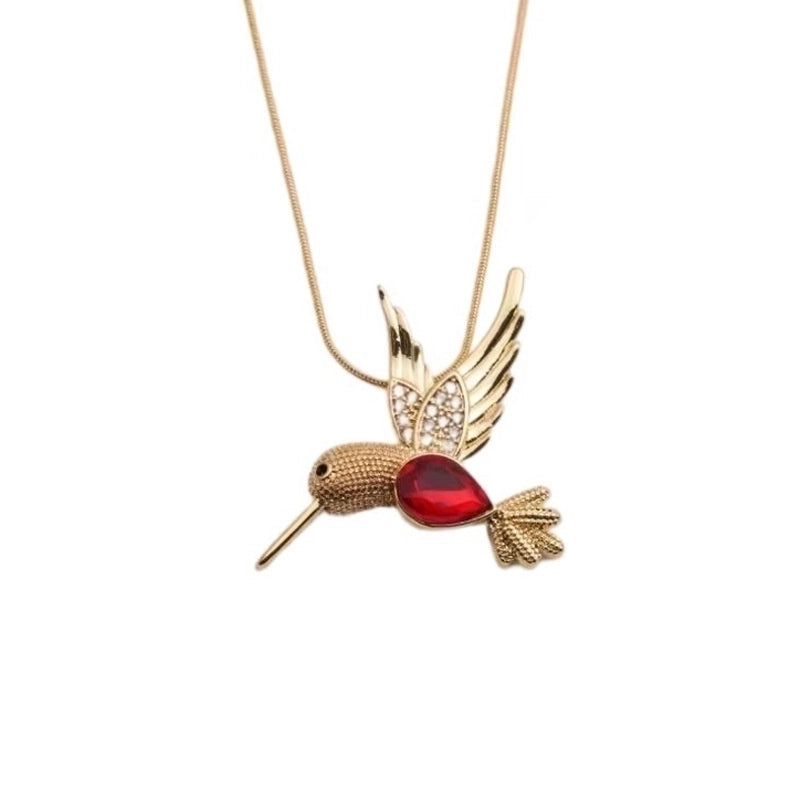 IG Style Minimalist  Bird Titanium Steel Copper Zircon Plating Inlay Pendant Necklace