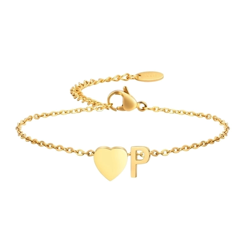 Minimalist Letter Heart Shape 304 Stainless Steel Bracelets In Bulk