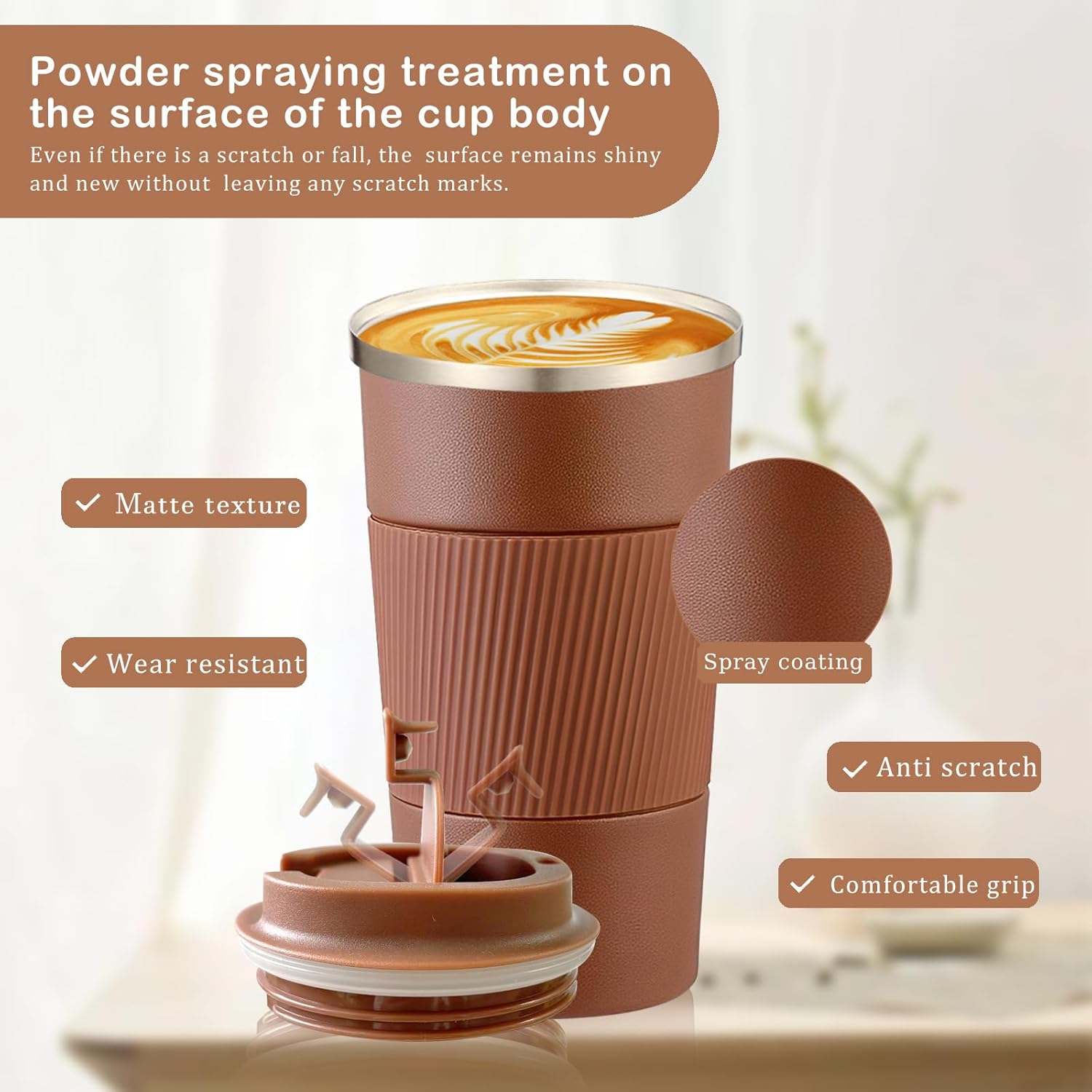 Senshuomy Travel Mug, Insulated Coffee Cup with Leakproof Lid, Reusable Coffee Cups Travel Cup, Stainless Steel thermaol Mug for Hot Cold Drinks (Green 380ml)