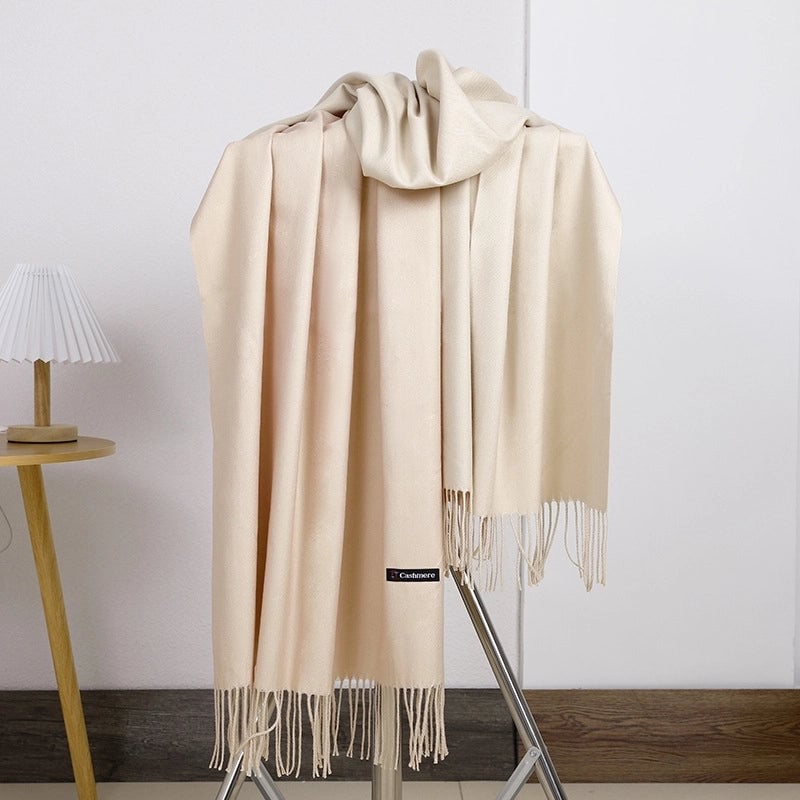 Double-sided Scarf Women's Winter Tassel Cashmere Scarf Autumn And Winter Version New Wool Men's Scarf