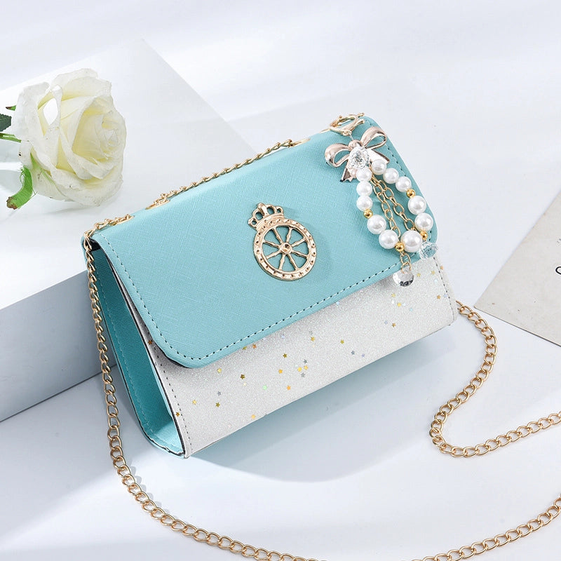 Women's Small Pu Leather Star Elegant Flip Cover Square Bag