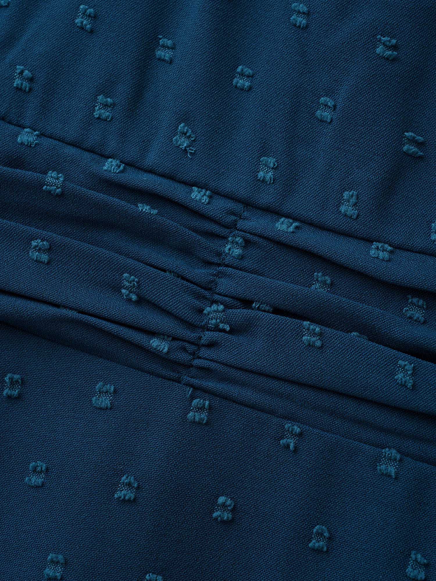 Overlap Collar Textured Ruched Dress