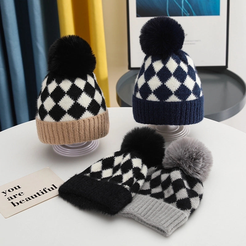 Children Unisex Basic Streetwear Plaid Wool Cap