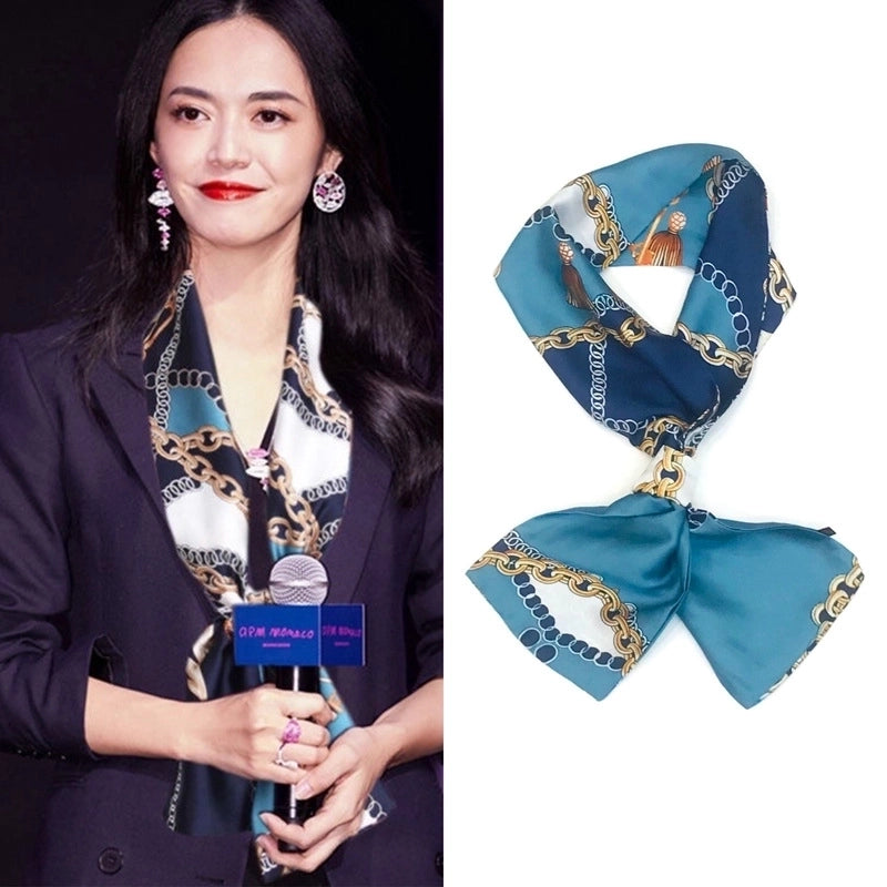 Women's Elegant Minimalist Geometric Chiffon Printing Silk Scarf