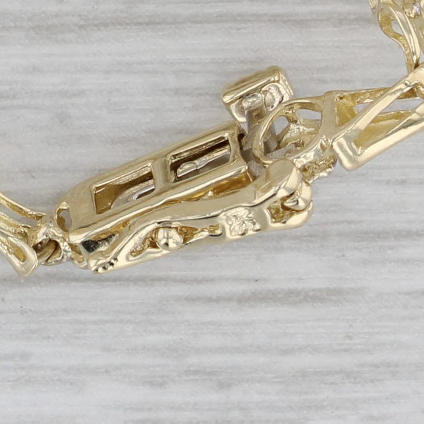 0.12ctw Diamond Bamboo Link Bracelet 10k Yellow Gold 7 3.4mm