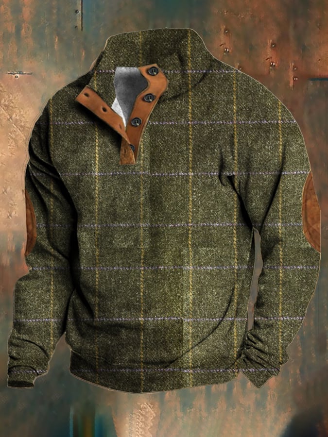 Men's Retro Casual Woolen Printed Sweatshirt