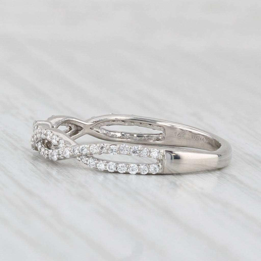 0.33ctw Woven Diamond Band 14k White Gold Stackable Wedding Ring Size 8.25