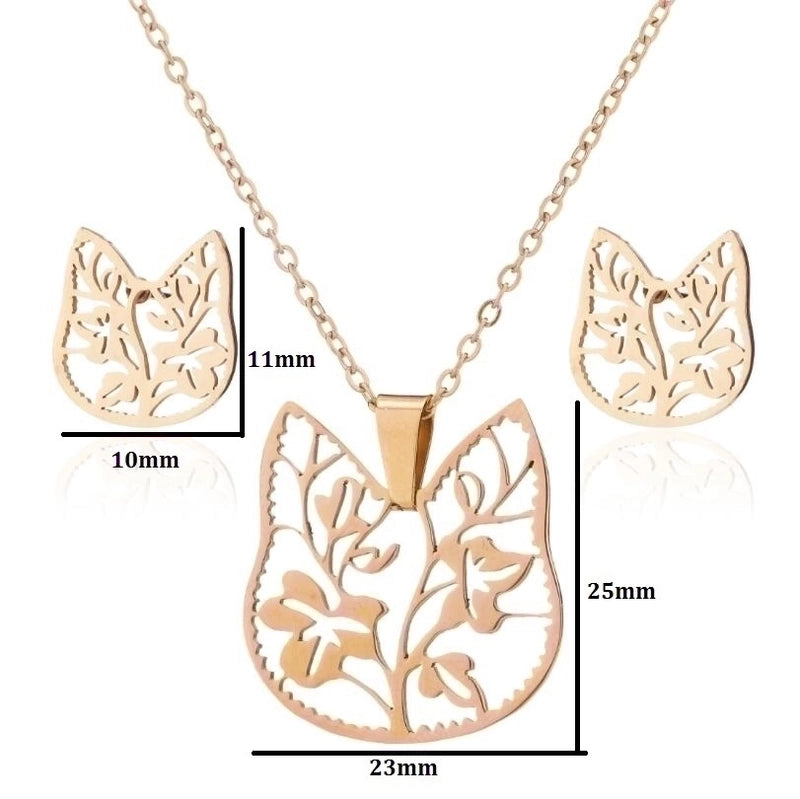 Minimalist Geometric Leaf Heart Shape Stainless Steel Plating Earrings Necklace 1 Set
