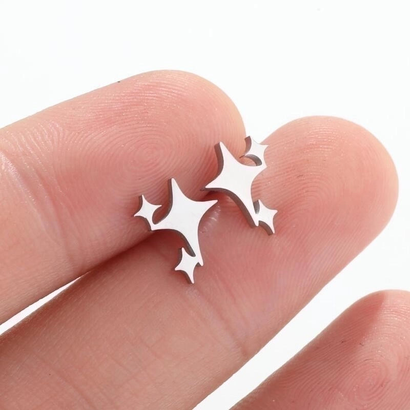 Minimalist Star Stainless Steel Plating Ear Studs 1 Pair
