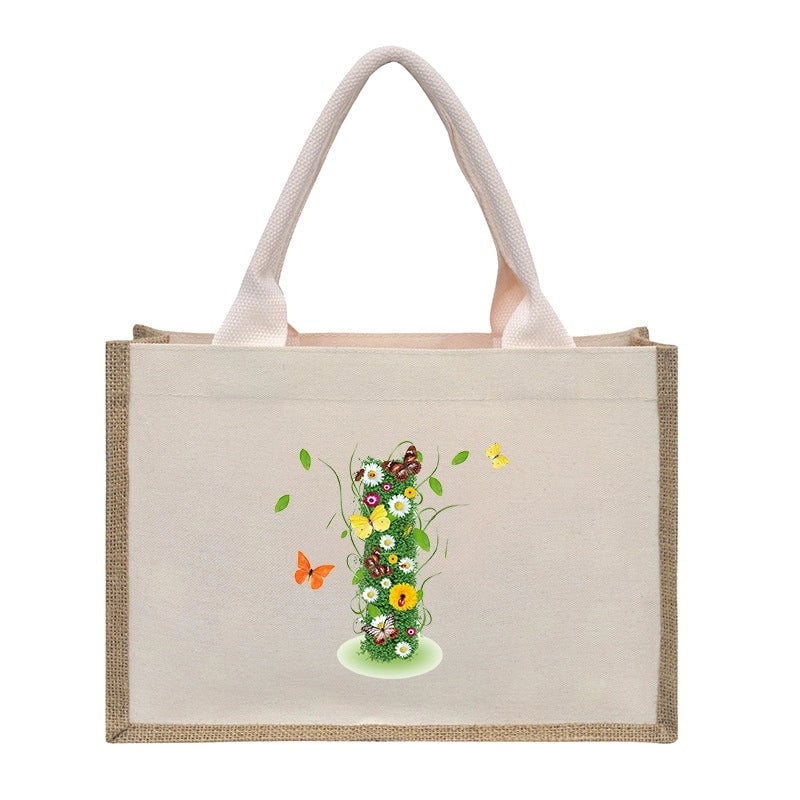 Women's Medium Canvas Letter Basic Classic Style Open Shopping Bags