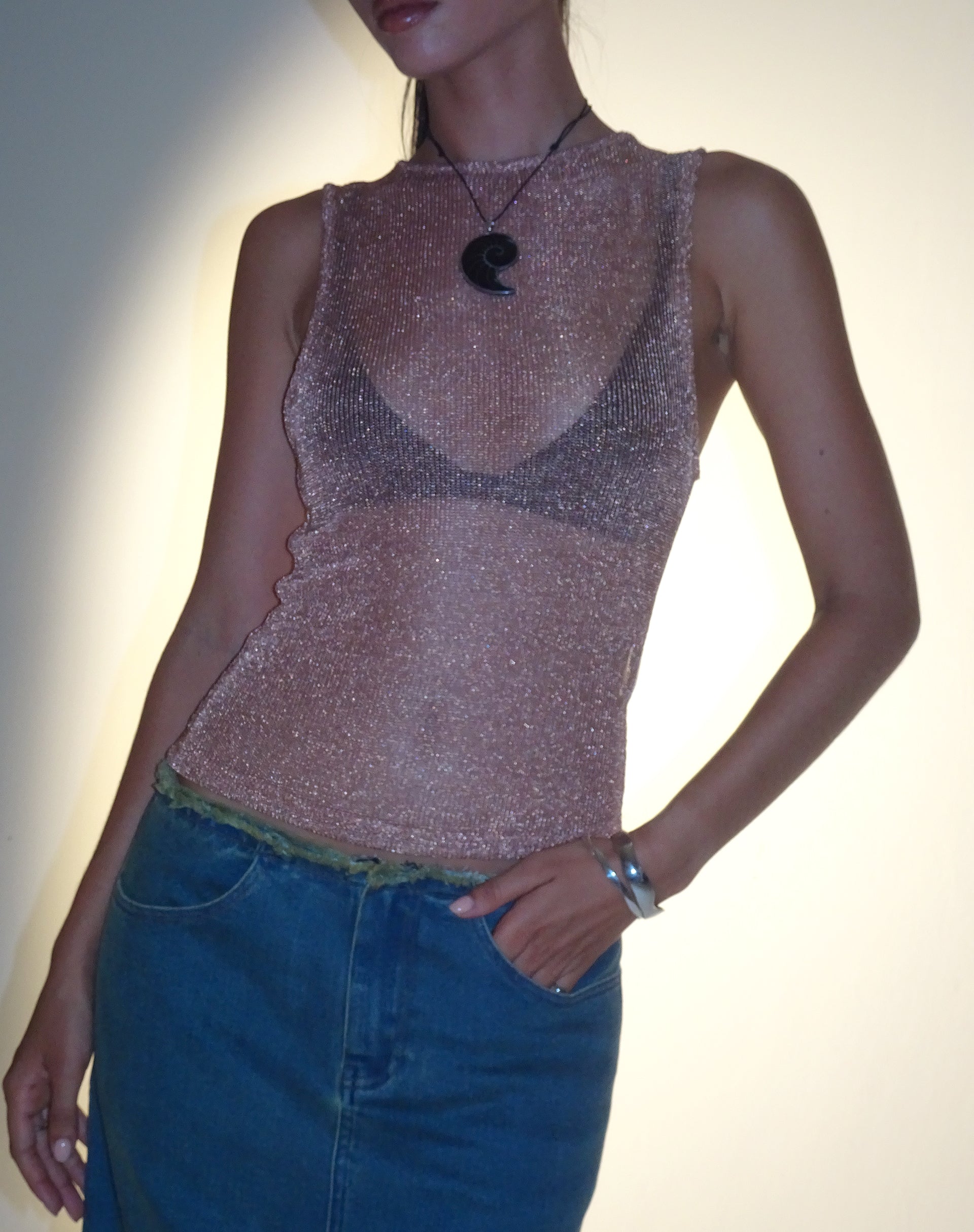 Cosima Tank Top in Rose Gold Chain