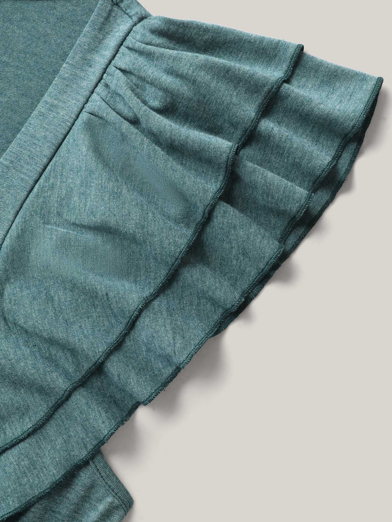 Stretchy Flutter Sleeve Pleated Midi Dress