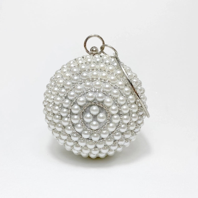 Black Gold Silver Pvc Geometric Pearl Round Evening Bags