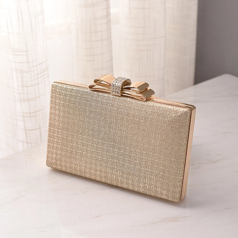 Women's Pu Leather Solid Color Bow Knot Elegant Classic Style Square Lock Clasp Clutch Bag Crossbody Bag Evening Bag