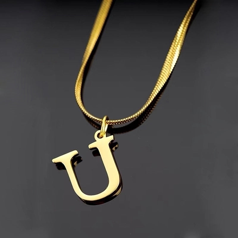 Minimalist Letter Titanium Steel Plating Necklace 1 Piece