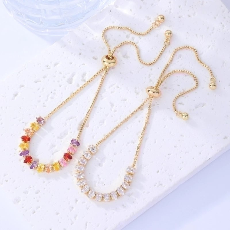 2 Pieces Ig Style Geometric Stainless Steel Inlay Zircon Bracelets