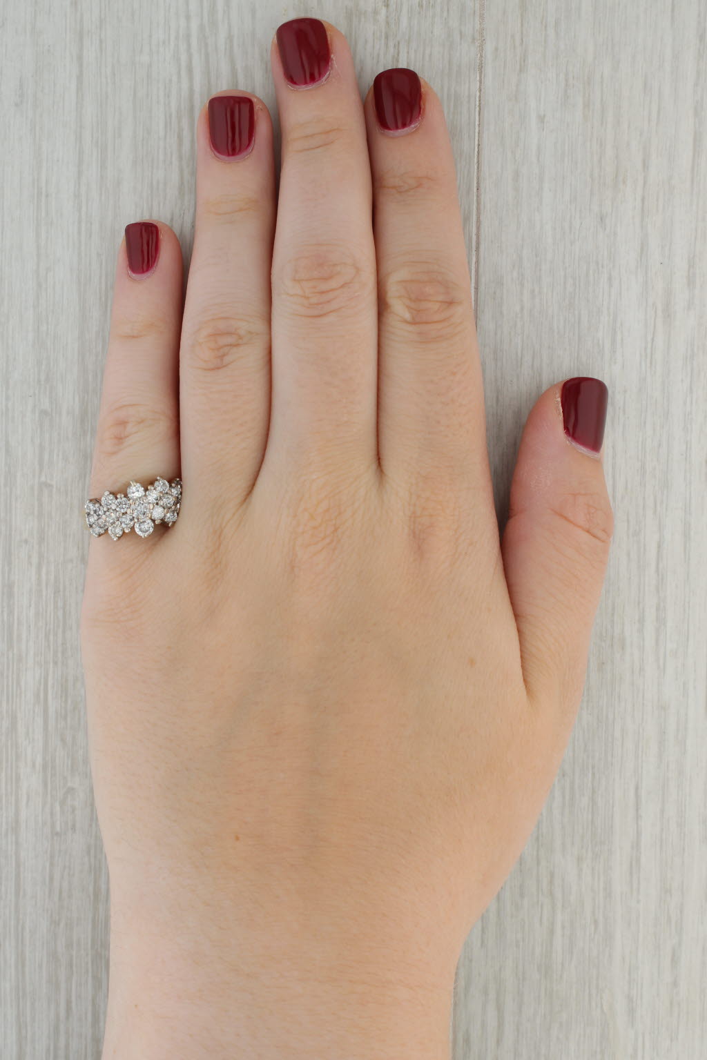 1.75ctw Diamond Flower Clusters Ring 14k Yellow White Gold Size 7