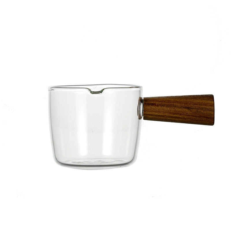 Milk Jar Latte Flower Cup Wooden Handle Small Milk Cup Seasoning Juice Container Dip Dish  Glass Small Milk Cup