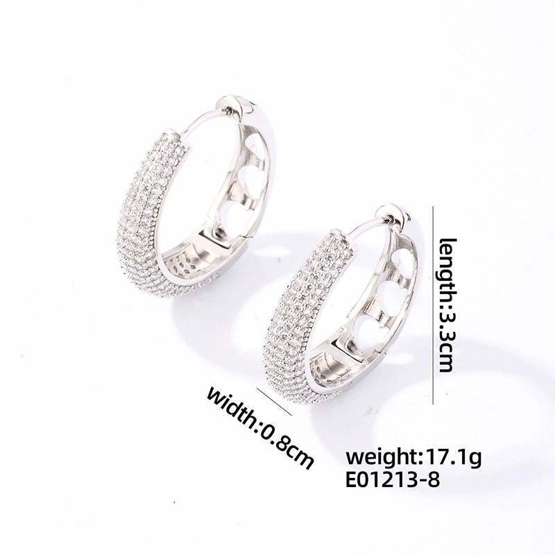 1 Pair Glam Luxurious Shiny Round Oval Solid Color Plating Inlay Copper Zircon Gold Plated Earrings