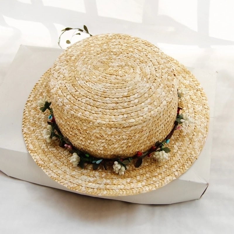 Unisex Vacation Solid Color Flat Eaves Straw Hat