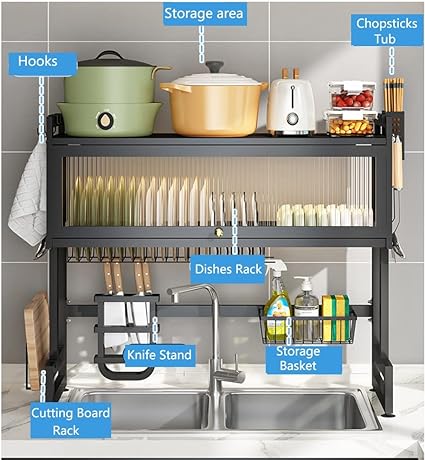 3 Tier Sink Rack Single Sink. Sink Rack with Door