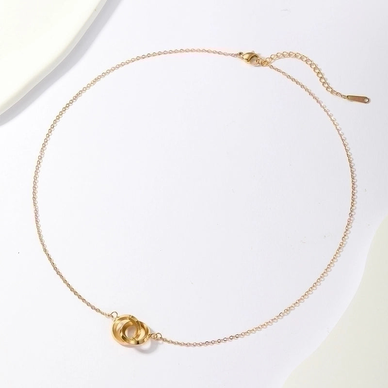 Modern Style Minimalist Solid Color Circle 201 Stainless Steel 18K Gold Plated Plating Pendant Necklace