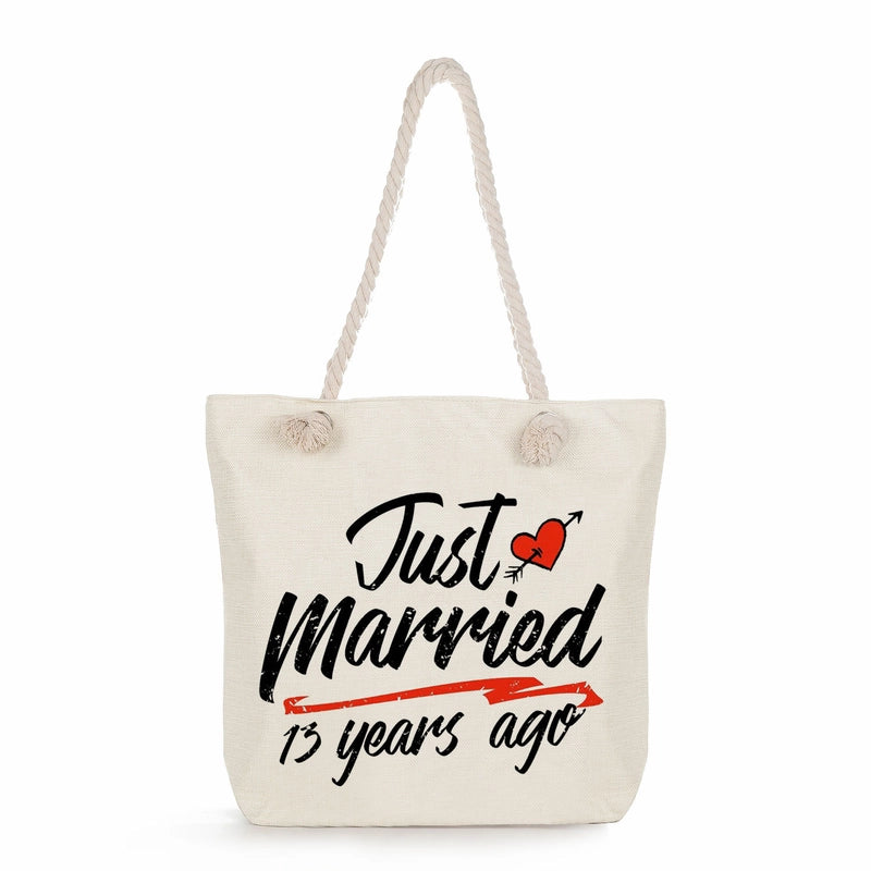Women's Cotton And Linen Letter Classic Style Square Zipper Tote Bag