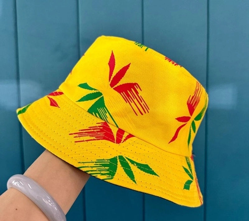 Unisex Casual Minimalist Plant Printing Wide Eaves Bucket Hat