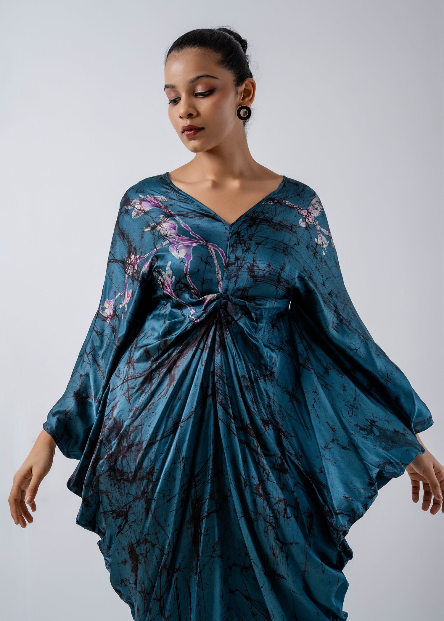 Batik Floral Draped Kaftan