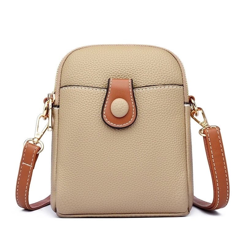 Women's Leather Solid Color Basic Square Magnetic Buckle Shoulder Bag Phone Wallets Crossbody Bag