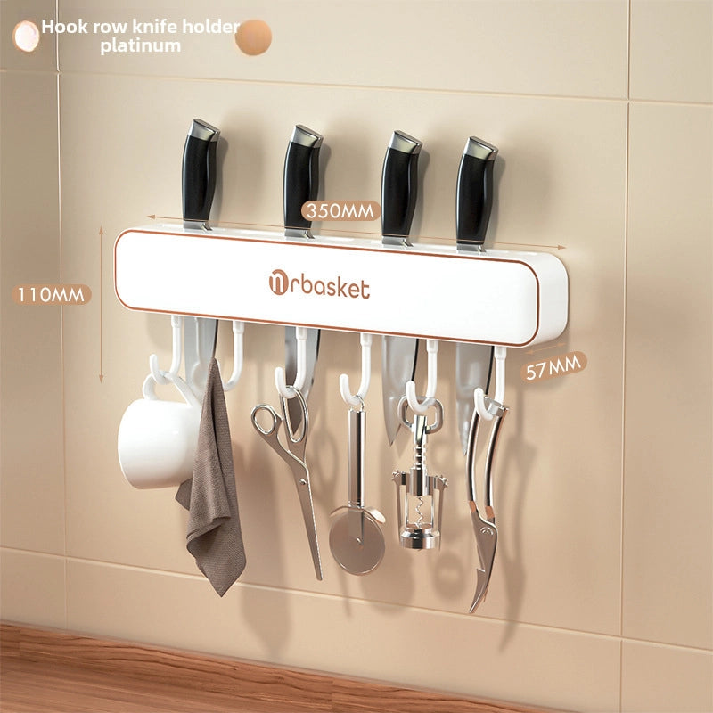 Knife Holder Wall-mounted Household Kitchen Supplies Knife Holder Knife Hook Integrated Storage Rack Multifunctional Kitchen Knife Storage Rack