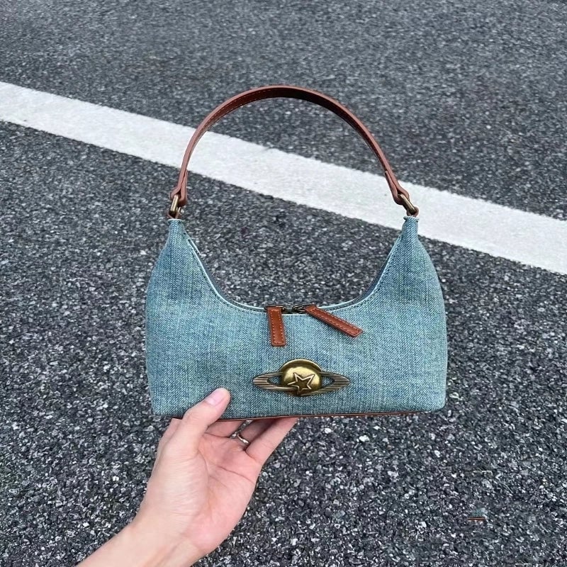 Autumn And Winter New Underarm Bag Planet Shoulder Bag Handbag Niche Denim Underarm Bag