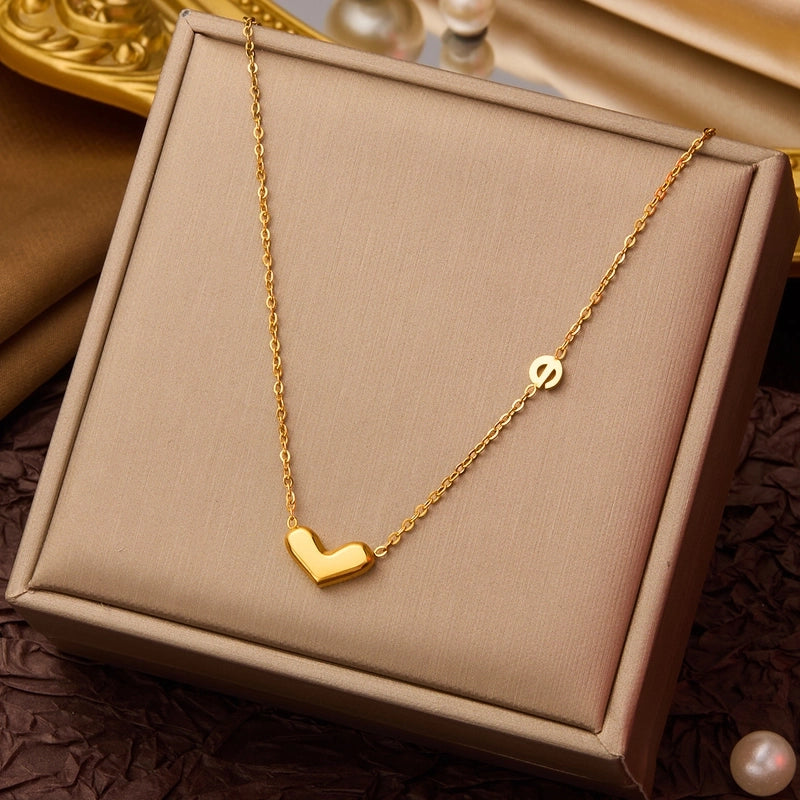 Elegant Minimalist Geometric Flower Bow Knot Titanium Steel Plating Pendant Necklace