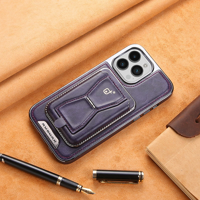 Luxurious Leather Magnetic iPhone Case with Removal Card Holder