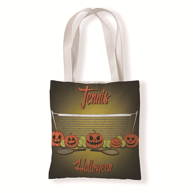 Halloween Women's Medium Canvas Pumpkin Letter Elegant Streetwear Square Open Canvas Bag