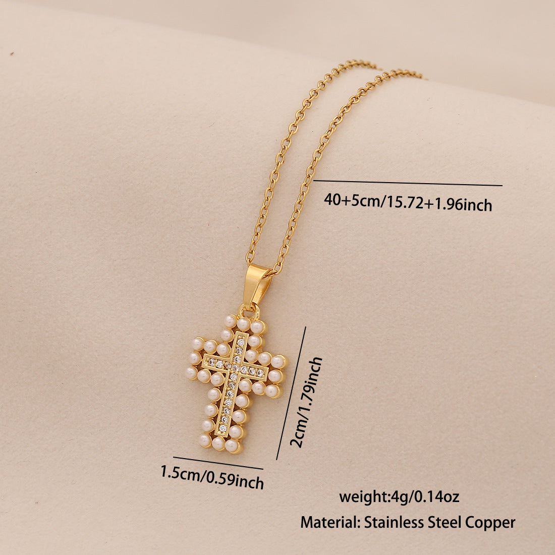 Pearl Cross Pendant Necklace Personalized Stainless Steel Clavicle Chain Trendy Necklace N1527