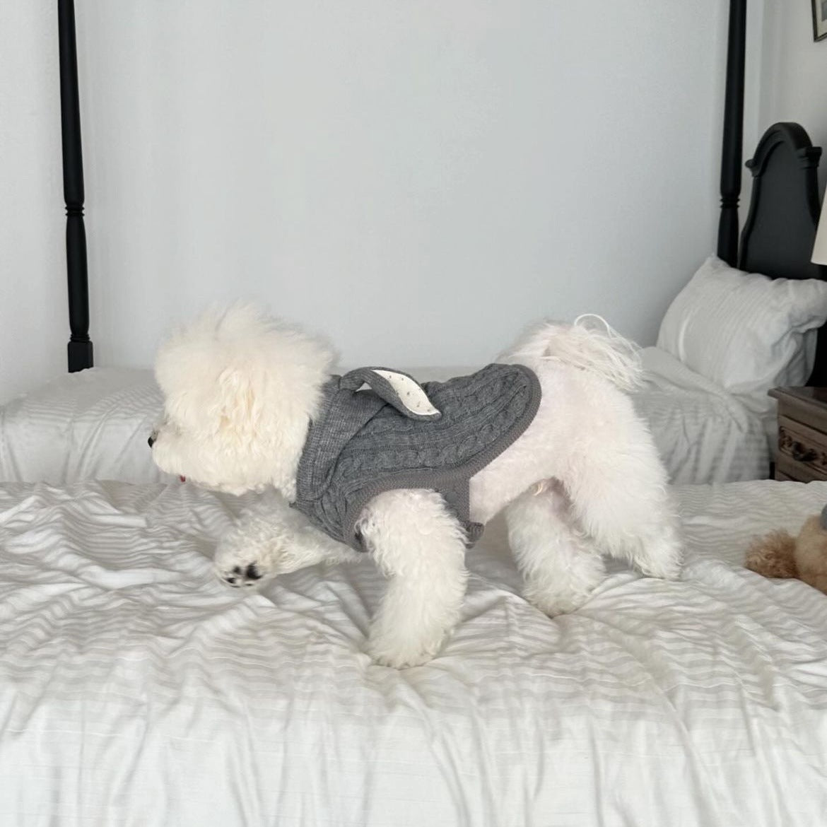 Warm Knitted Rabbit Ear Shaped Dog Cat Sweater
