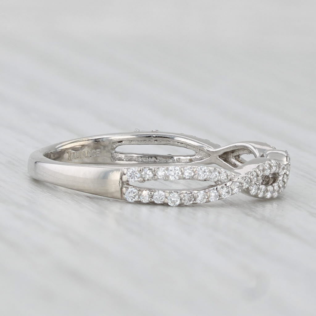 0.33ctw Woven Diamond Band 14k White Gold Stackable Wedding Ring Size 8.25
