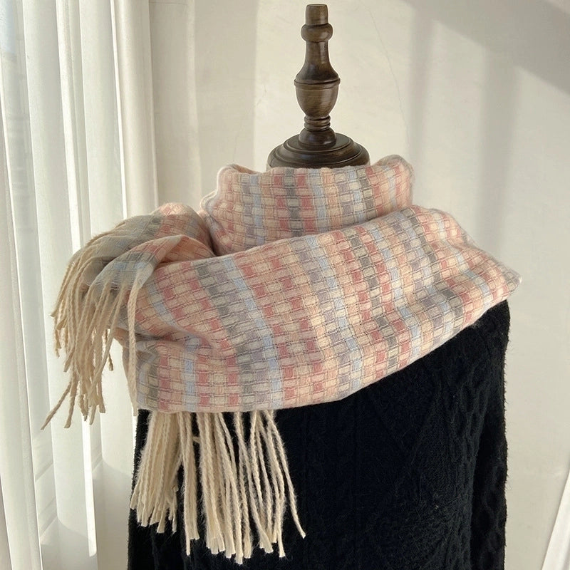 Women's Fashion Lattice Polyester Tassel Winter Scarves