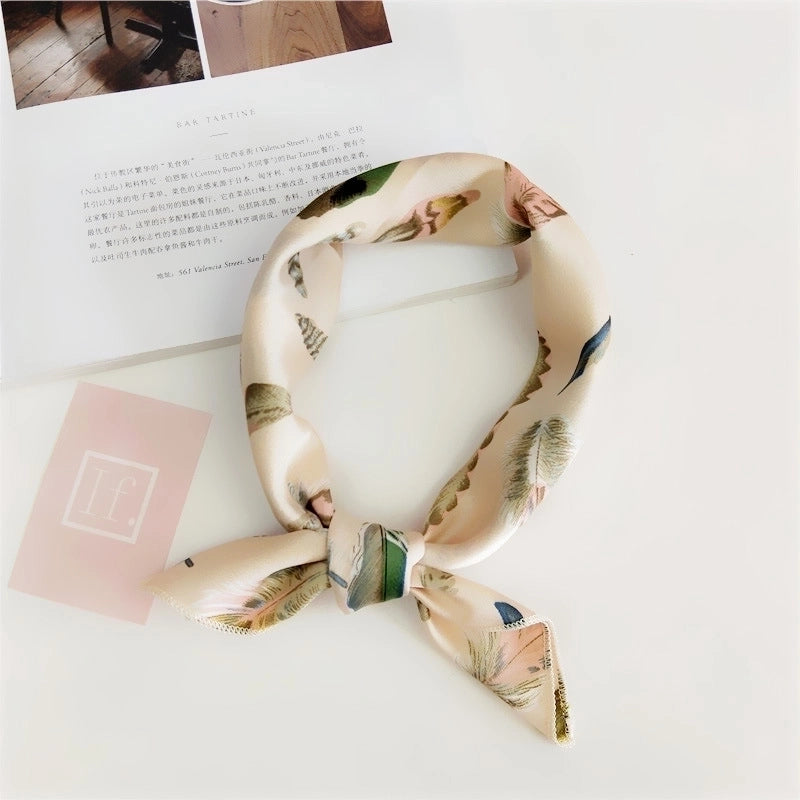 Women's Sweet Color Block Polyester Printing Silk Scarf