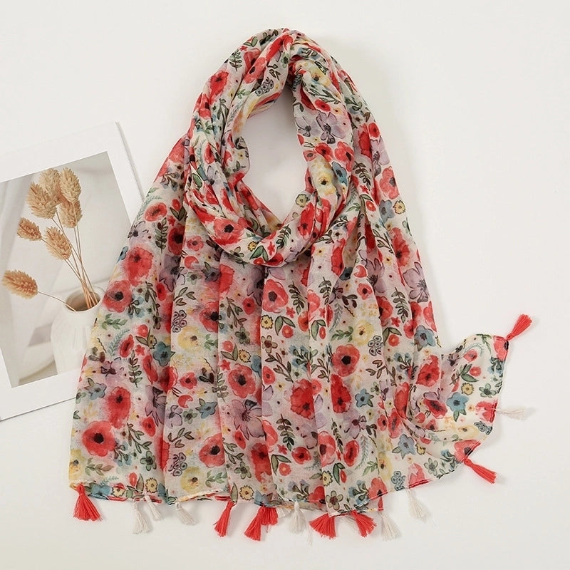 Women'S Bohemian Geometric Cotton And Linen Scarf