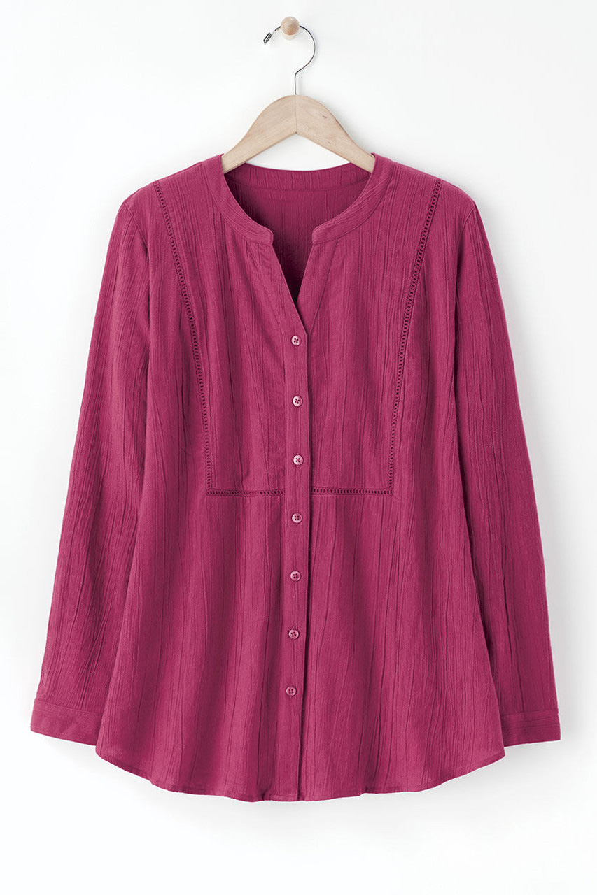 Crinkle Cotton Openwork Big Shirt