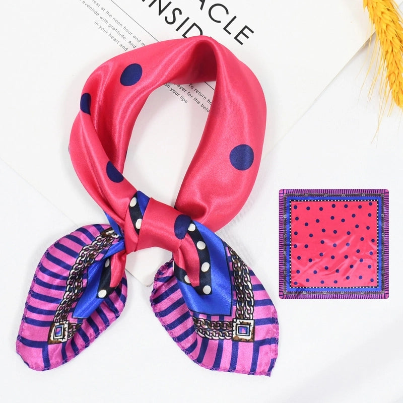 Women's Sweet Round Satin Printing Silk Scarf