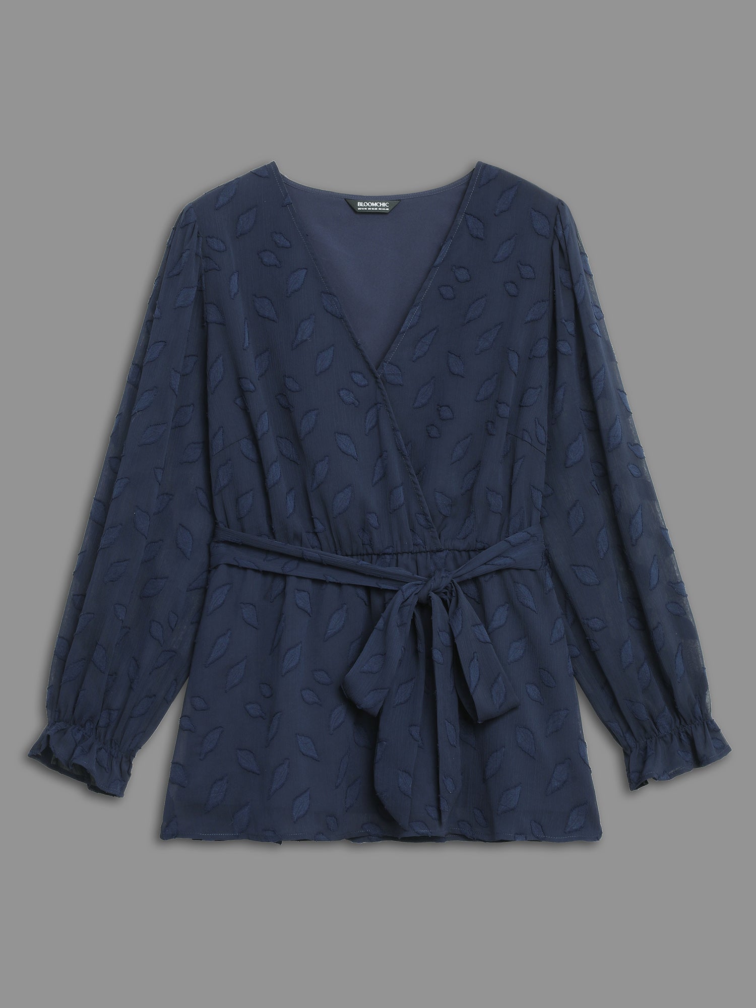 Burn-out Fabric Surplice Neckline Shirt