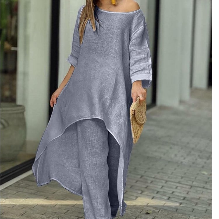 💕Women's Solid Color Linen Fashionable Casual Suit💃💃