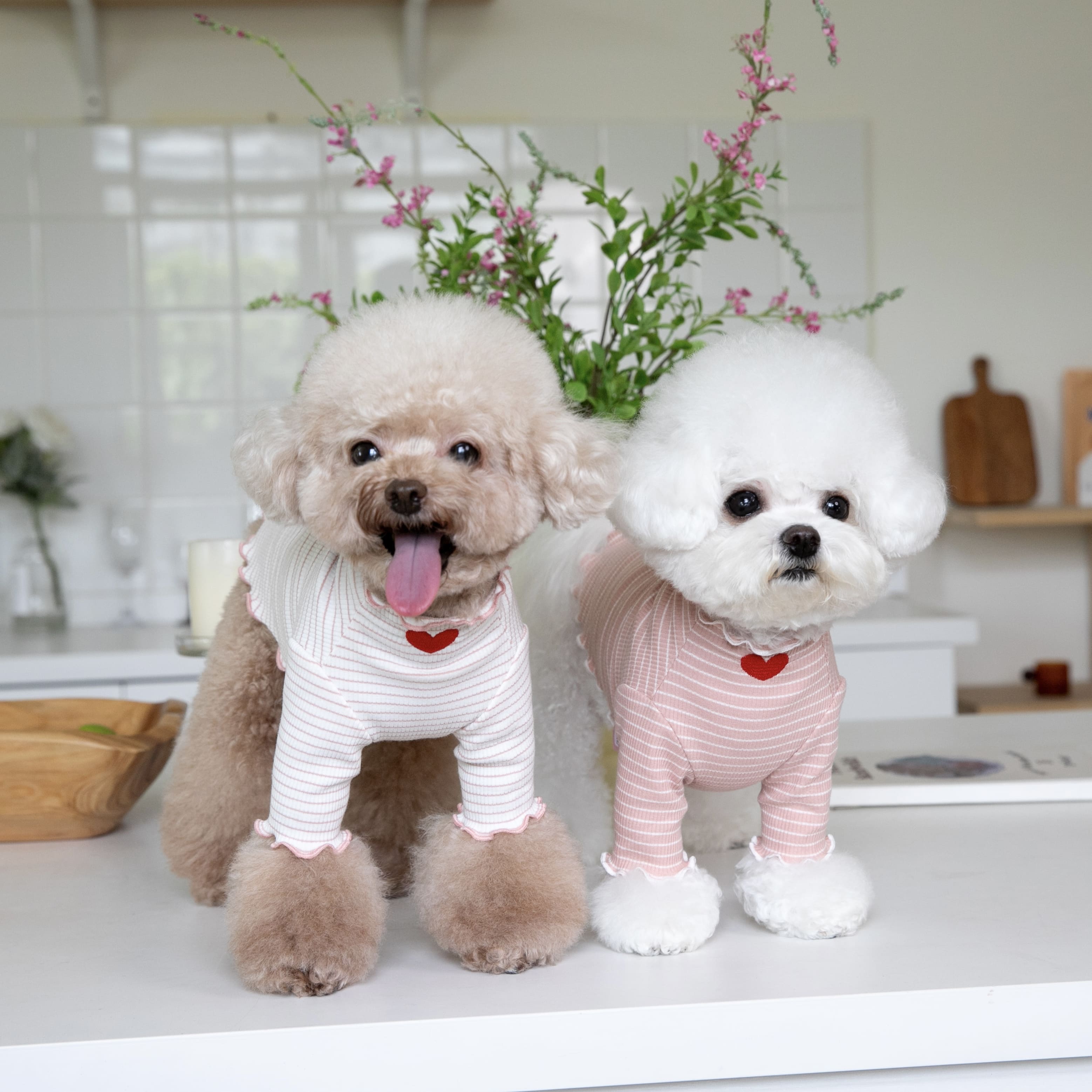 Heart Ruffled Striped Dog Cat Sweatshirt