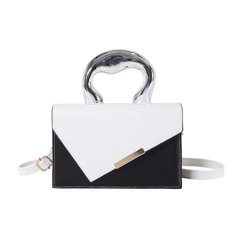 Women's Pu Leather Color Block Elegant Flip Cover Handbag
