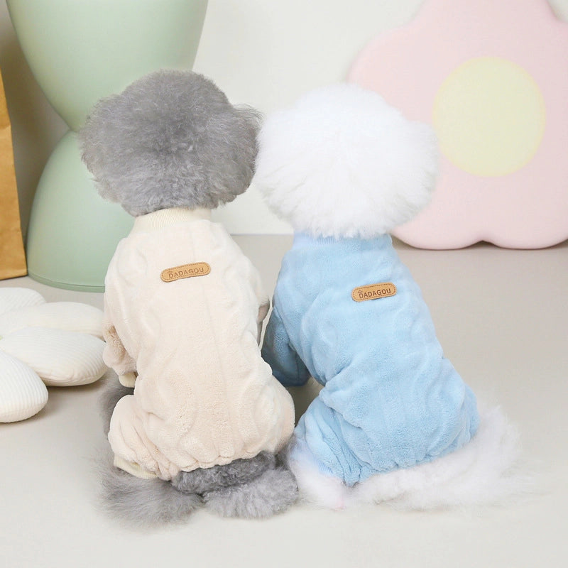 Pet Four Leg Velvet Cat Dog Clothes Autumn And Winter New Four Leg Velvet Pet 22 Twist Four Leg Velvet