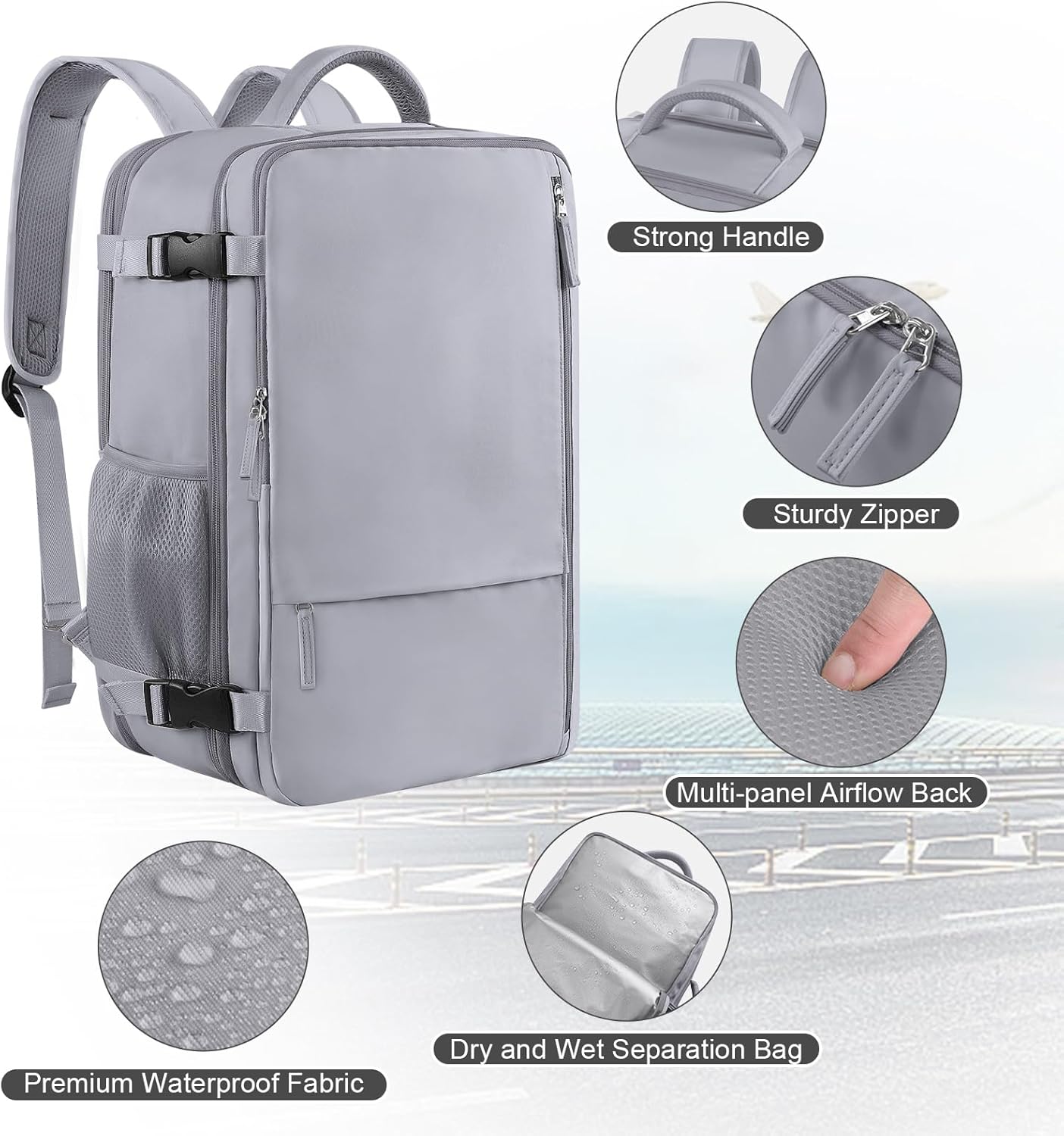 Large Travel Backpack for Women Men, Expandable 40L Carry On Backpack, 17 Inch Laptop Backpack College Bookbag, Waterproof Travel bag as Person Item Flight Approved